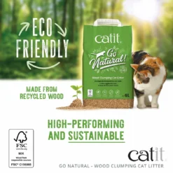 Catit Go Natural Wood Clumping Cat Litter - 15 Litres By Catit -Cat's Store Catit Go Natural Wood Cat Litter 15 Litres 5