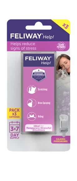 Feliway Help! Calming Diffuser Refill For Cats - 3 Cartridges By Feliway