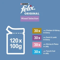 Felix Mixed Selection Adult Wet Cat Food Pouches In Jelly & Gravy- 120 X 100g By Felix -Cat's Store Felix Mixed Selection Adult Cat Pouches 120 x 100g 3