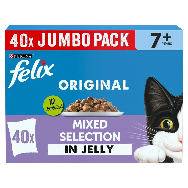 Felix Senior Variety In Jelly Wet Cat Food Pouches - 40 X 100g By Felix 1 Felix Senior Variety In Jelly Wet Cat Food Pouches - 40 X 100g By Felix