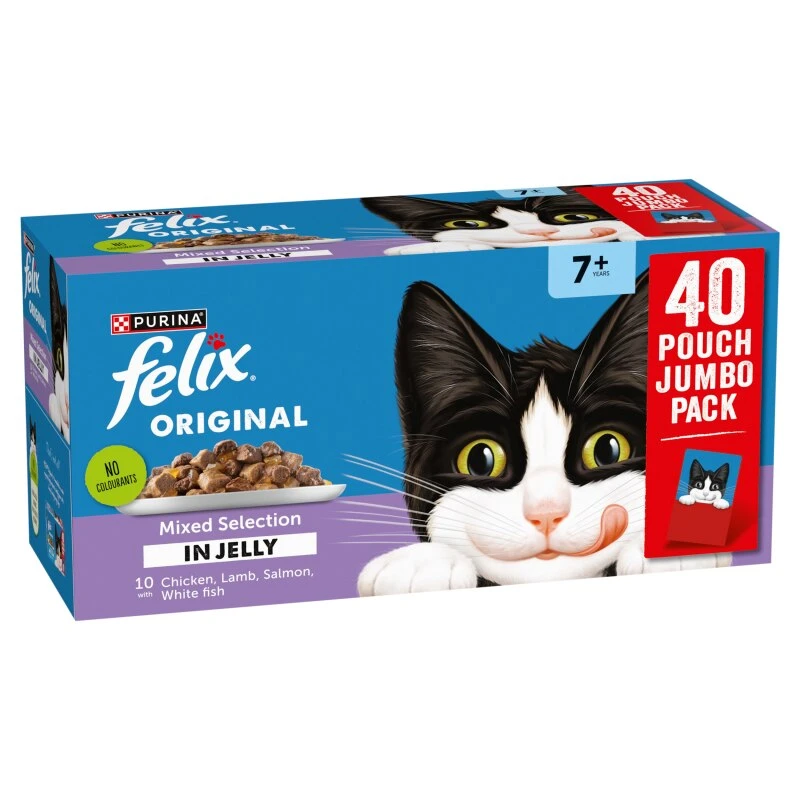 Felix Senior Variety In Jelly Wet Cat Food Pouches - 40 X 100g By Felix 2 Felix Senior Variety In Jelly Wet Cat Food Pouches - 40 X 100g By Felix - Image 2