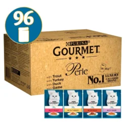 Gourmet Perle Country Medley In Jelly Wet Cat Food Pouches - 96 X 85g By Gourmet