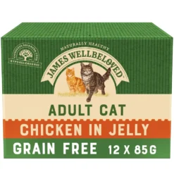 James Wellbeloved Grain Free Adult Cat Food Pouches Chicken In Jelly - 12x85g By James Wellbeloved