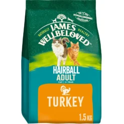 James Wellbeloved Adult Hairball Turkey Dry Cat Food - 1.5kg By James Wellbeloved