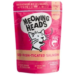 Meowing Heads So-fish-ticated Salmon Wet Cat Food Pouches - 10 X 100g By Meowing Heads