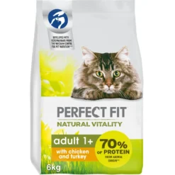 Perfect Fit Adult 1+ Natural Vitality Dry Chicken & Turkey Cat Food - 6kg By Perfect Fit