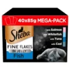 Sheba Fine Flakes Fish Collection In Jelly Wet Cat Food Pouches - 40 X 85g By Sheba