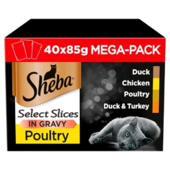 Sheba Select Slices Poultry Collection In Gravy Wet Cat Food Pouches - 40 X 85g By Sheba