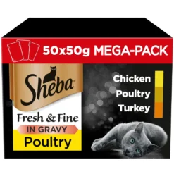 Sheba Fresh & Fine Poultry Collection In Gravy Wet Cat Food Pouches - 50 X 50g By Sheba