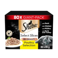 Sheba Select Slices Poultry Collection In Gravy Wet Cat Food Pouches - 80 X 85g By Sheba