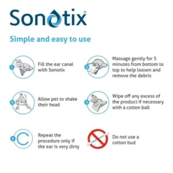 Sonotix Triple Action Ear Cleaner For Dogs And Cats - 120ml By Sonotix -Cat's Store Sonotix Ear Cleaner for Dogs Cats 120ml 4