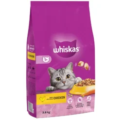 WHISKAS 1+ Adult Cat Dry Food With Chicken - 3.8kg By Whiskas -Cat's Store WHISKAS 1 Cat Complete Dry with Chicken 3.8kg 3