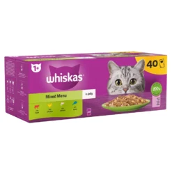 WHISKAS 1+ Mixed Menu Adult Wet Cat Food Pouches In Jelly - 40 X 85g By Whiskas -Cat's Store WHISKAS 1 Cat Pouches Fish Meaty Selection in Jelly 40x85g 3