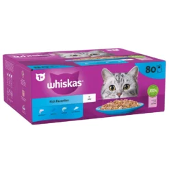 WHISKAS 1+ Fish Favourites Adult Wet Cat Food In Jelly Pouches - 80 X 85g By Whiskas -Cat's Store WHISKAS 1 Cat Pouches Fish Selection in Jelly Multi Pack 80x85g 3