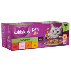WHISKAS 1+ Chef's Choice Mix Adult Wet Cat Food Pouches In Gravy - 40 X 85g By Whiskas 12 WHISKAS 1+ Chef's Choice Mix Adult Wet Cat Food Pouches In Gravy - 40 X 85g By Whiskas -Cat's Store WHISKAS 1 Cat Pouches Tasty Mix Chef Choice in Gravy 40x85g 3