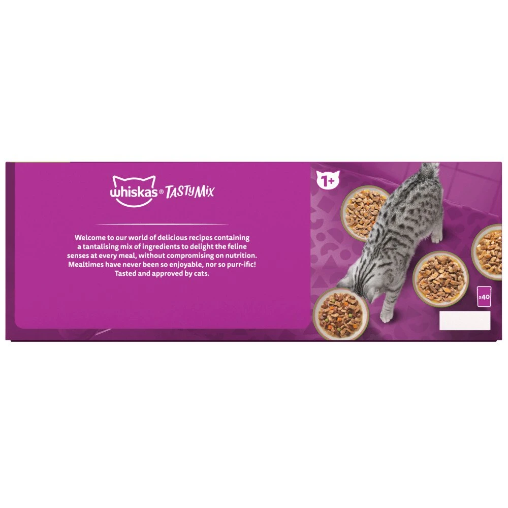 WHISKAS 1+ Chef's Choice Mix Adult Wet Cat Food Pouches In Gravy - 40 X 85g By Whiskas 4 WHISKAS 1+ Chef's Choice Mix Adult Wet Cat Food Pouches In Gravy - 40 X 85g By Whiskas - Image 4